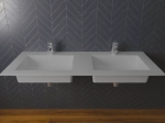 Plan vasque Design, fabrication sur mesure, Largeur 120 à 200 cm x Profondeur 40 à 60 cm, résine minérale ACRYSTONE® SOLID-SURFACE Finition lisse blanc mate, Livraison Offerte et Rapide.